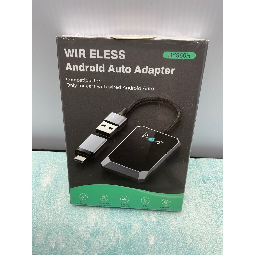 Wireless Android Auto Adapter BY960H USB-A USB-C Dongle for Wired Cars Black